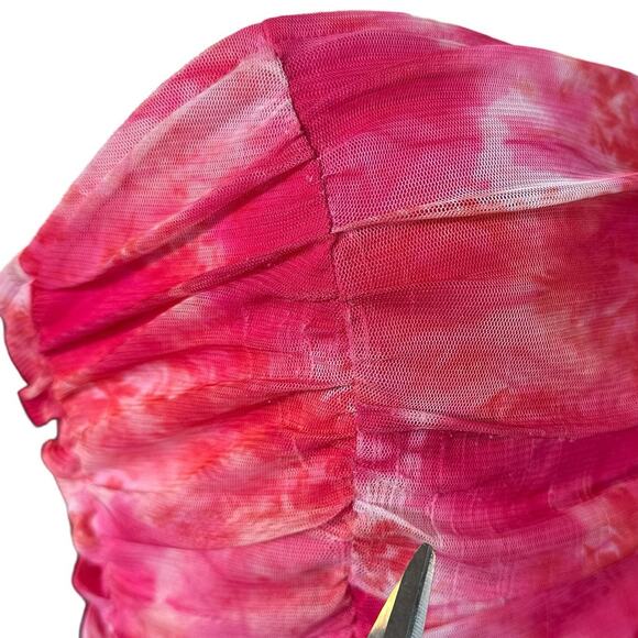 Superdown x Draya Michele Ivanna Ruched Strapless Mini Dress Pink Tie Dye Large - Picture 13 of 16